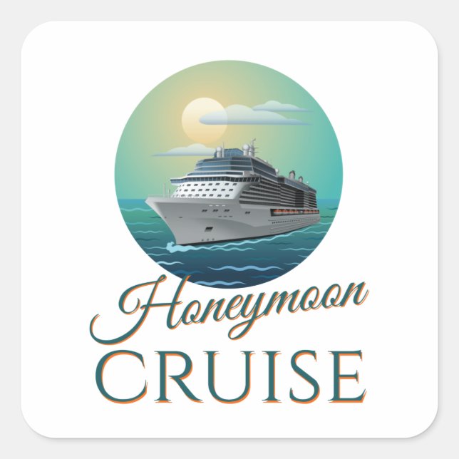 Honeymoon Cruise Newlywed Just Married Couples Square Sticker (Front)