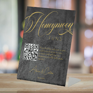 Honeymoon Fun Calligraphy Script QR code Wedding Pedestal Sign