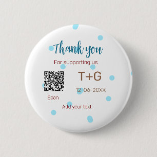 Honeymoon fund Add Q R code couple name wedding 6 Cm Round Badge