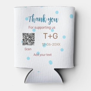 Honeymoon fund Add Q R code couple name wedding Can Cooler