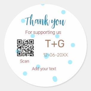 Honeymoon fund Add Q R code couple name wedding Classic Round Sticker