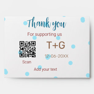 Honeymoon fund Add Q R code couple name wedding Envelope