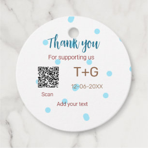 Honeymoon fund Add Q R code couple name wedding Favour Tags