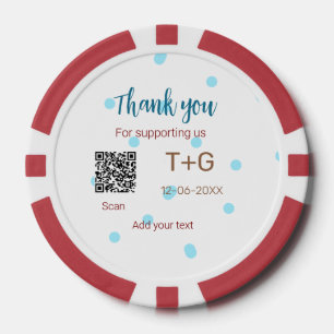 Honeymoon fund Add Q R code couple name wedding Poker Chips