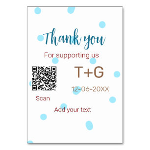 Honeymoon fund Add Q R code couple name wedding Table Number