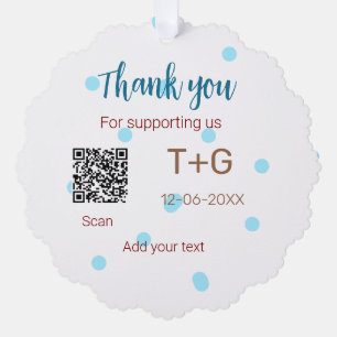Honeymoon fund Add Q R code couple name wedding Tree Decoration Card