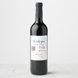 Honeymoon fund Add Q R code couple name wedding Wine Label