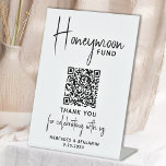 Honeymoon Fund Cash Gift Calligraphy Wedding Pedestal Sign<br><div class="desc">Honeymoon Fund ! Simple yet elegant calligraphy, this wedding honeymoon fund sign features Honeymoon in elegant calligraphy, your personalised QR code for a cash app or Venmo. Customise this elegant wedding sign with your names and date! COPYRIGHT © 2020 Judy Burrows, Black Dog Art - All Rights Reserved. Honeymoon Fund...</div>