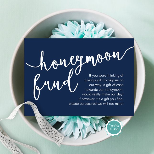 Honeymoon Fund Cash Wish, a note on gifts Enclosure Card (Honeymoon Fund Wish Cash, A note on gifts, Modern Rustic Modern Rustic Wedding Card Navy Blue)