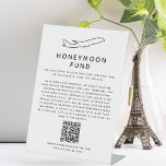 Honeymoon Fund Digital Wedding Registry QR Code Pedestal Sign<br><div class="desc">Honeymoon fund acrylic pedestal sign. Alternative wedding registry to fund your dream trip. Ask your guests to visit your website or scan the QR code. Personalise it with your custom text,  poem,  or a thank you message for your family and friends.</div>