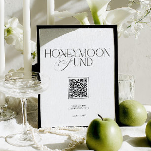 Honeymoon Fund Elegant Black & White Wedding Sign