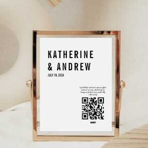 Honeymoon Fund Elegant Cash QR Code Wedding Sign