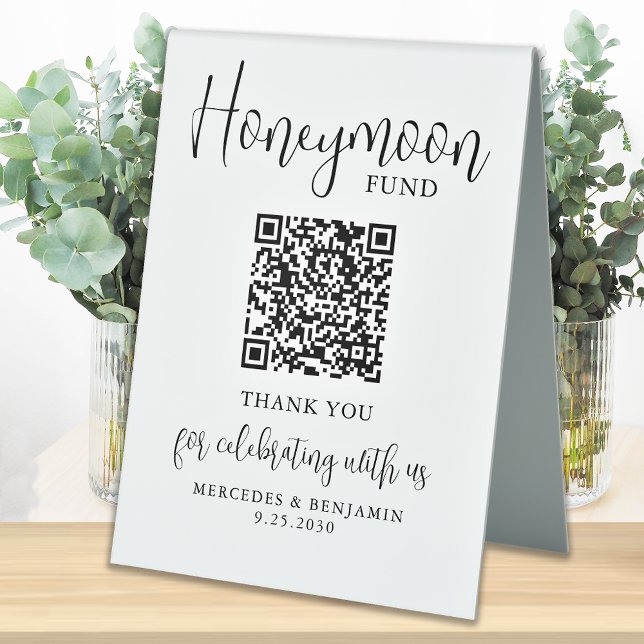 Honeymoon Fund Elegant Script QR Code Wedding  (Creator Uploaded)
