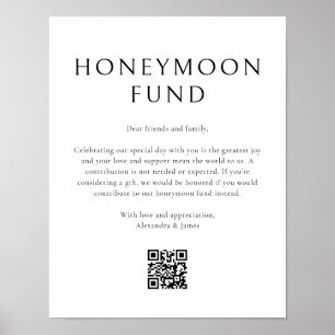 Honeymoon Fund Minimal Black White Wishing Well Poster