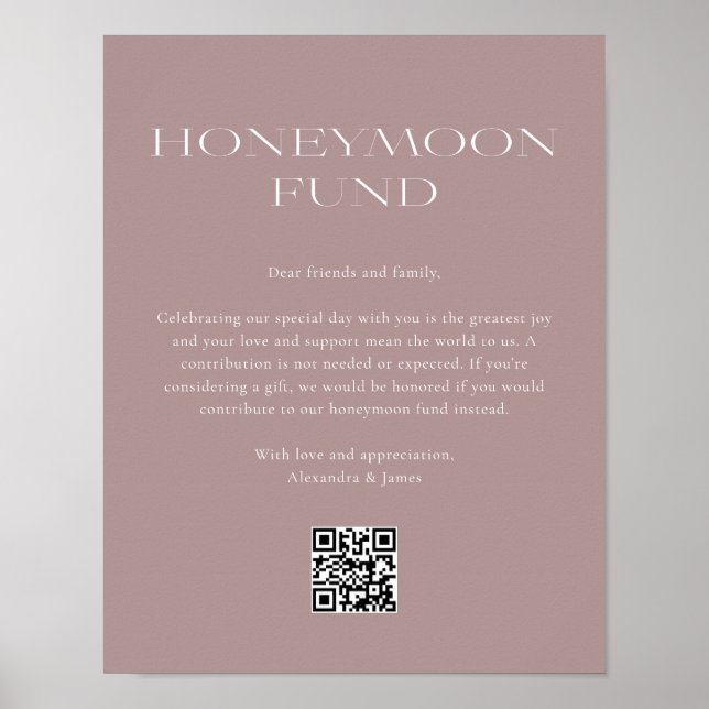 Honeymoon Fund Minimal Blush Pink Wishing Well Poster (Front)