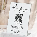 Honeymoon Fund Modern Calligraphy QR Code Wedding Pedestal Sign<br><div class="desc">Honeymoon Fund ! Simple yet elegant calligraphy, this wedding honeymoon fund sign features Honeymoon in elegant calligraphy, your personalised QR code for a cash app or Venmo. Customise this elegant wedding sign with your names and date! COPYRIGHT © 2020 Judy Burrows, Black Dog Art - All Rights Reserved. Honeymoon Fund...</div>