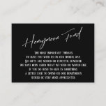 Honeymoon Fund Modern Handwriting Black & White Enclosure Card<br><div class="desc">These simple, distinctive card inserts were designed to match other items in a growing event suite that features a modern casual handwriting font over a plain background you can change to any colour you like. On the front side you read "Honeymoon Fund" in the featured type; on the back I've...</div>