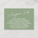 Honeymoon Fund Modern Handwriting Sage Green Enclosure Card<br><div class="desc">These simple, distinctive card inserts were designed to match other items in a growing event suite that features a modern casual handwriting font over a plain background you can change to any colour you like. On the front side you read "Honeymoon Fund" in the featured type; on the back I've...</div>