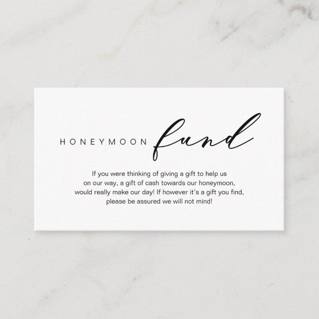Honeymoon Fund, Modern romantic design Enclosure Card (Front)