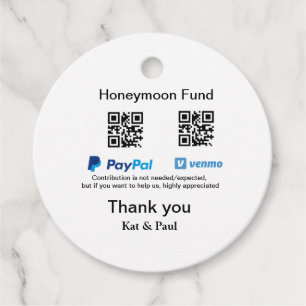 Honeymoon Fund PayPal Venmo QR code thank you Favour Tags