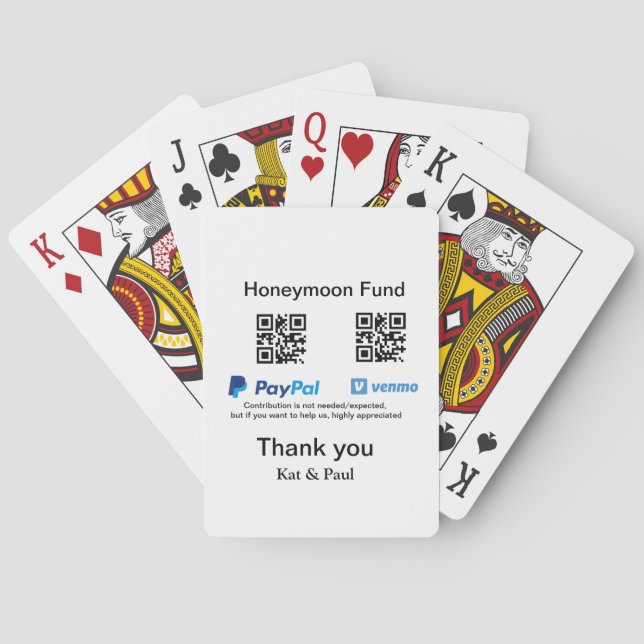Honeymoon Fund PayPal Venmo QR code thank you Playing Cards (Back)