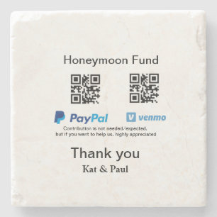 Honeymoon Fund PayPal Venmo QR code thank you Stone Coaster