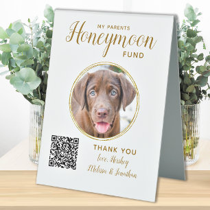 Honeymoon Fund Pet Wedding Gold QR Code Dog Photo
