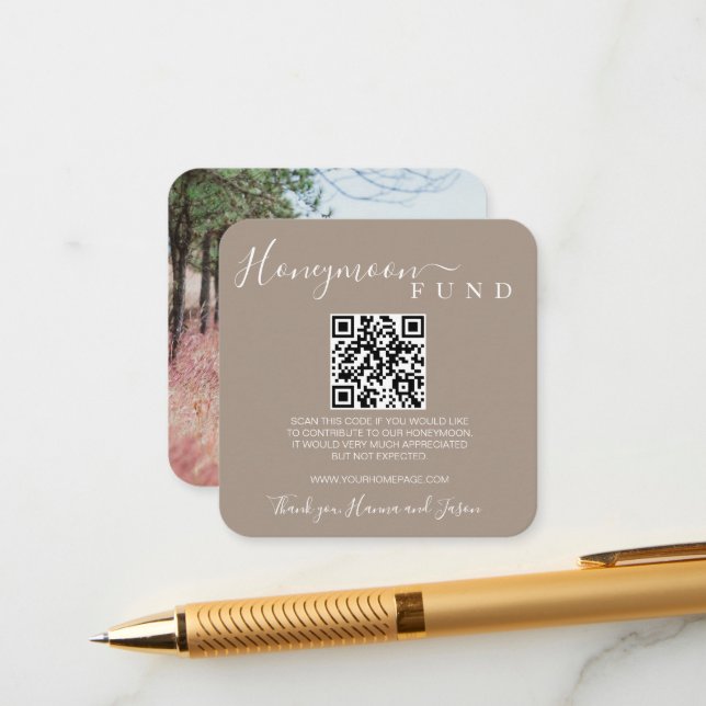 Honeymoon fund Qr card with Photo (Front/Back In Situ)