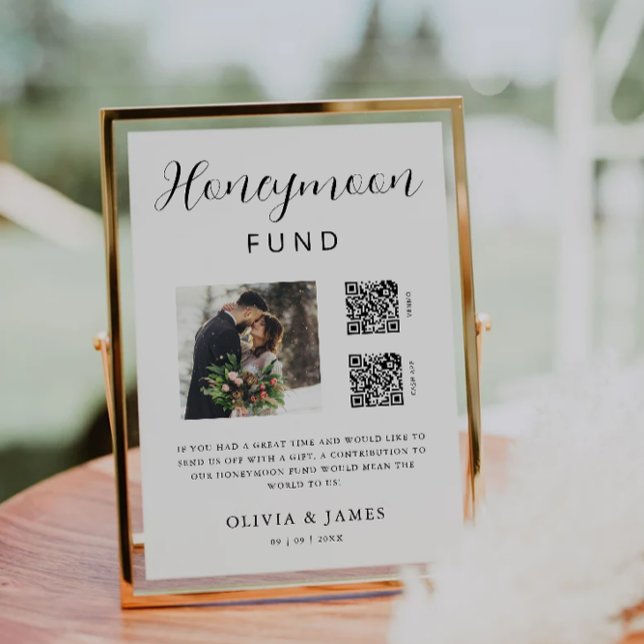 Honeymoon Fund QR Code And Photo Wedding  Invitation (Honeymoon Fund QR Code And Photo Wedding Invitation)