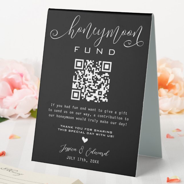 Honeymoon Fund Qr Code Black Chic Modern Minimal (In SItu (Wedding))