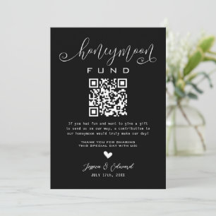 Honeymoon Fund Qr Code Black Chic Modern Minimal