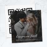 Honeymoon Fund QR Code Digital Gift Wedding Photo Enclosure Card<br><div class="desc">Simple, stylish wedding honeymoon fun photo enclosure card in a modern minimalist design style with an elegant natural script typography in classic black and white, with an informal handwriting style font. The design can easily be personalised with your title, payment website (PayPal, venmo, Zelle etc), scannable QR code and photo...</div>