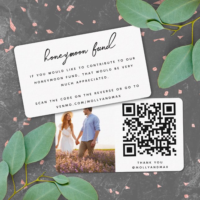 Honeymoon Fund QR Code Digital Wedding Registry Enclosure Card (Creator Uploaded)