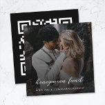 Honeymoon Fund | QR Code Elegant Photo Wedding Enclosure Card<br><div class="desc">Simple, stylish wedding honeymoon fun photo enclosure card in a modern minimalist design style with an elegant natural script typography in classic black and white, with an informal handwriting style font. The design can easily be personalised with your title, payment website (PayPal, venmo, Zelle etc), scannable QR code and photo...</div>
