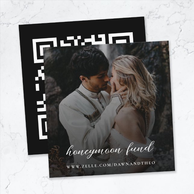 Honeymoon Fund | QR Code Elegant Photo Wedding Enclosure Card (Creator Uploaded)