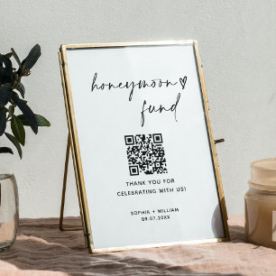 Honeymoon Fund QR Code, Minimalist Wedding Sign