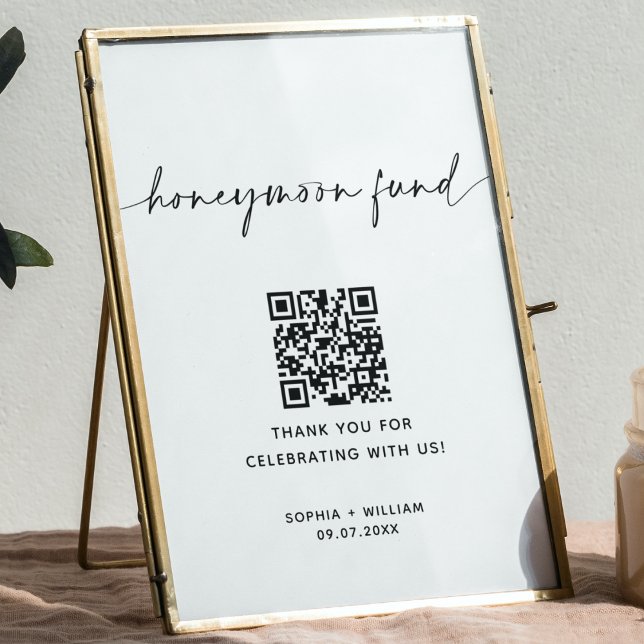 Honeymoon Fund QR Code, Minimalist Wedding Sign (Creator Uploaded)