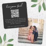 Honeymoon Fund | QR Code Photo Wedding Registry  Enclosure Card<br><div class="desc">Simple, stylish wedding honeymoon fund photo enclosure card in a modern minimalist design style with an elegant natural script typography in classic white on a off black charcoal background, with an informal handwriting style font. The text can easily be personalised with your title, payment URL (zelle, venmo, paypal etc), scannable...</div>