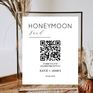 Honeymoon Fund QR Code Registry Wedding Wishing Poster