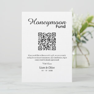 Honeymoon Fund QR Code Sign, Custom Honeymoon Sign Invitation