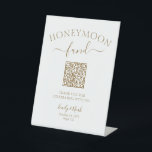 Honeymoon Fund QR Code Sign Minimalist Wedding<br><div class="desc">Honeymoon Fund QR Code Sign Minimalist Wedding Pedestal Tabletop Sign features a simple modern minimalist design with "Honeymoon fund" in elegant calligraphy script typography with your custom QR code, thank you and personalised below. Perfect for next to your wedding wishing well or near your gift table. Designed by Evco Studio...</div>