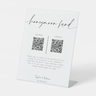 Honeymoon Fund QR Code Sign Minimalist Wedding
