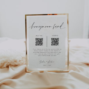 Honeymoon Fund QR Code Sign Minimalist Wedding