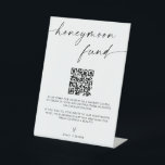 Honeymoon Fund QR Code Sign, Minimalist Wedding Pedestal Sign<br><div class="desc">This Honeymoon Fund QR Code Sign features a beautiful modern minimalist elegance and is perfect to display at your wedding or special event! Simply drag and drop your Cash App QR Code into the template and proceed with placing your order!</div>