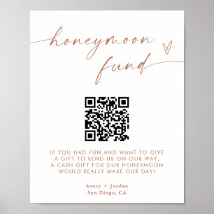 Honeymoon Fund QR Code Sign, Minimalist Wedding Poster