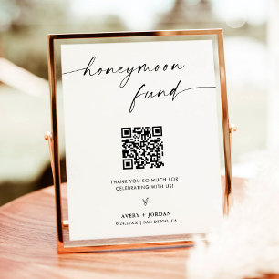 Honeymoon Fund QR Code Sign, Minimalist Wedding Poster