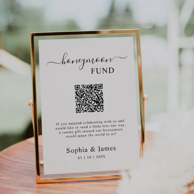 Honeymoon Fund QR Code Sign Printable, (Honeymoon Fund QR Code Sign Printable,)