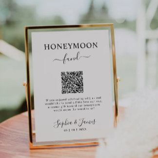 Honeymoon Fund QR Code Sign Printable, Wedding