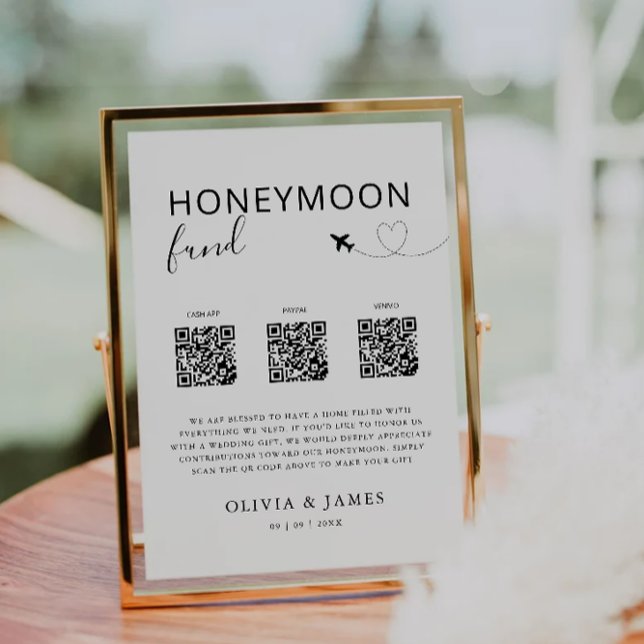 Honeymoon Fund QR Code Sign, Wedding Honeymoon  In Invitation (Honeymoon Fund QR Code Sign, Wedding Honeymoon In Invitation)