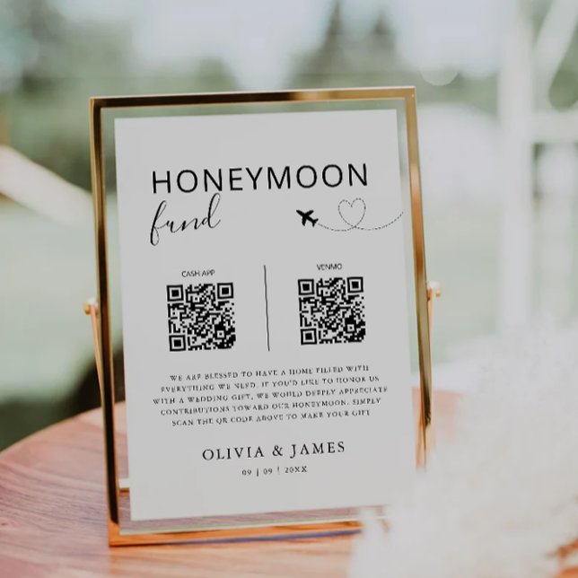 Honeymoon Fund QR Code Sign, Wedding Honeymoon  In Invitation (Honeymoon Fund QR Code Sign, Wedding Honeymoon In Invitation)